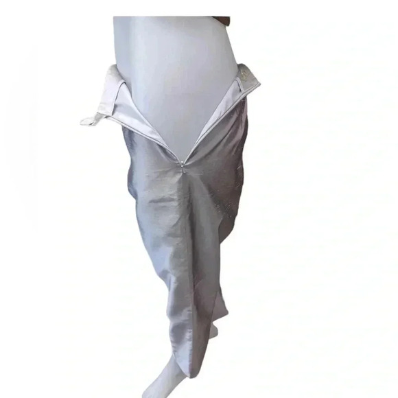 Dana Buchman 100% Silk  Silver Grey Ankle Trousers Size 12 - Picture 4 of 11